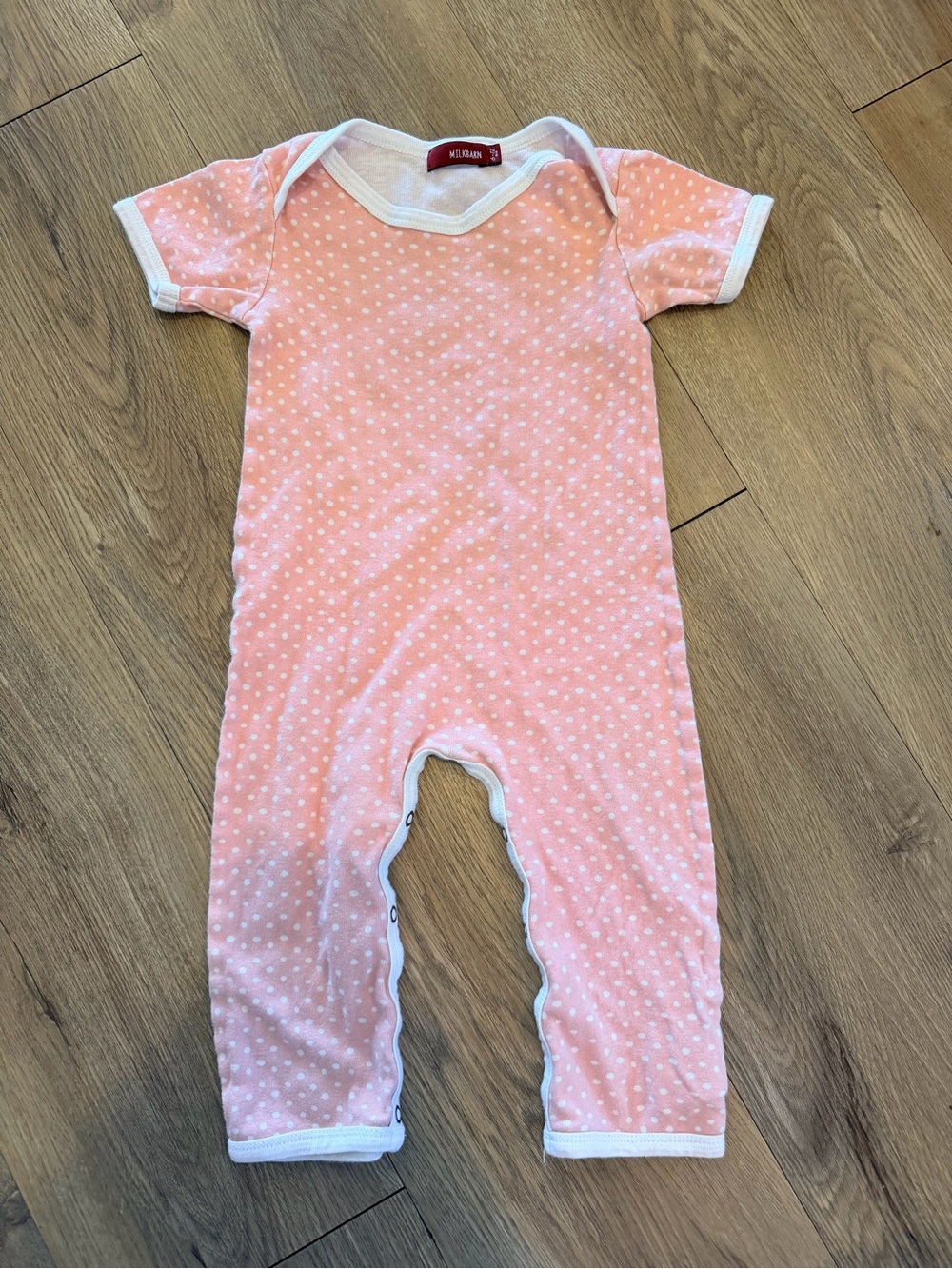 Milkbarn Short Sleeve One Piece Pink Polka Dots Romper Jumpsuit
